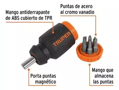 Destornillador Desarmador Puntas Kit 7 Piezas Truper 10751 - tienda online