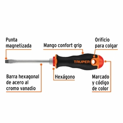 Destornillador Plano Comfort Grip 1/4 Truper 13998 en internet