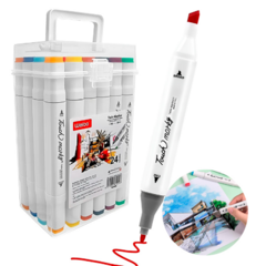 Marcador Punta Doble Caja X24u Diseño Dibujo Permanentes - HURLINBOX
