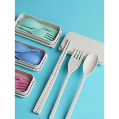 Set Juego Estuche Cubiertos Fibra De Trigo Eco Desmontables - tienda online