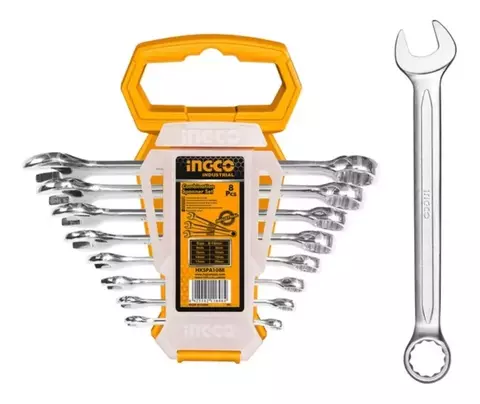 Juego X 8 Llaves Combinadas 6 A 19 Mm Ingco Hkspa1088