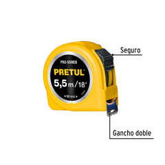 Cinta Métrica Amarilla Flexómetro 5,5m 25mm Pretul 28022 en internet