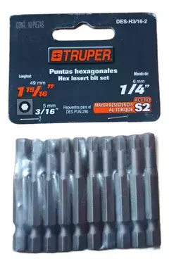 Punta Hexagonal 3/16'' X 1-15/16'' Truper 17837 - HURLINBOX