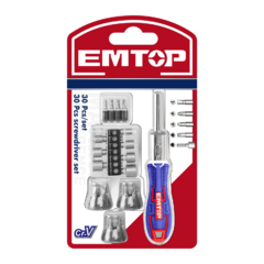Set Destornillador 30 Pzs Crv Magnetica Emtop Ebst03006