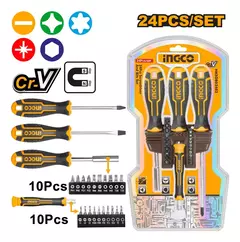 Set Juego Destornilladores Y Puntas 24 Pzas Ingco Hksdb02482 - HURLINBOX