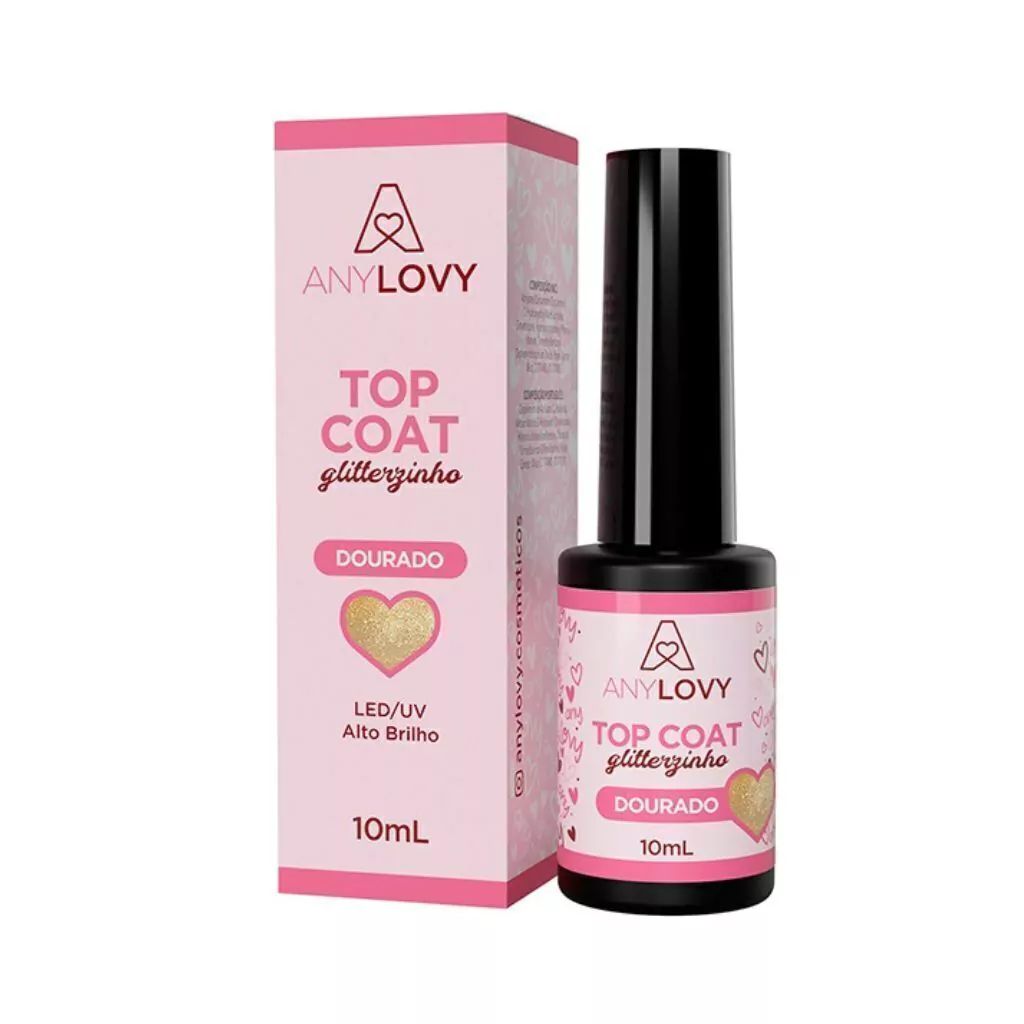 Top Coat Glitterzinho Dourado 10ml Anylovy