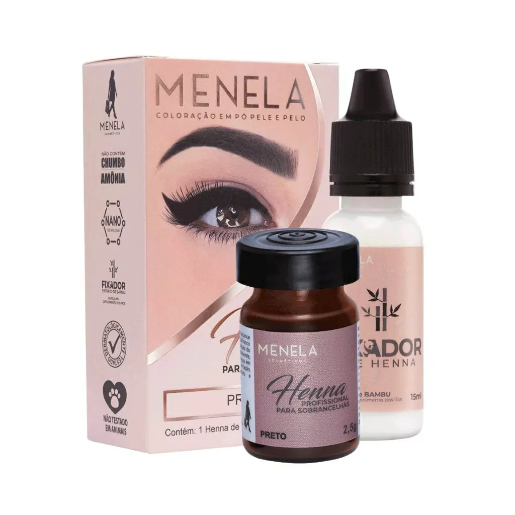 Kit Henna Para Sobrancelhas Preto 2,5gr Menela