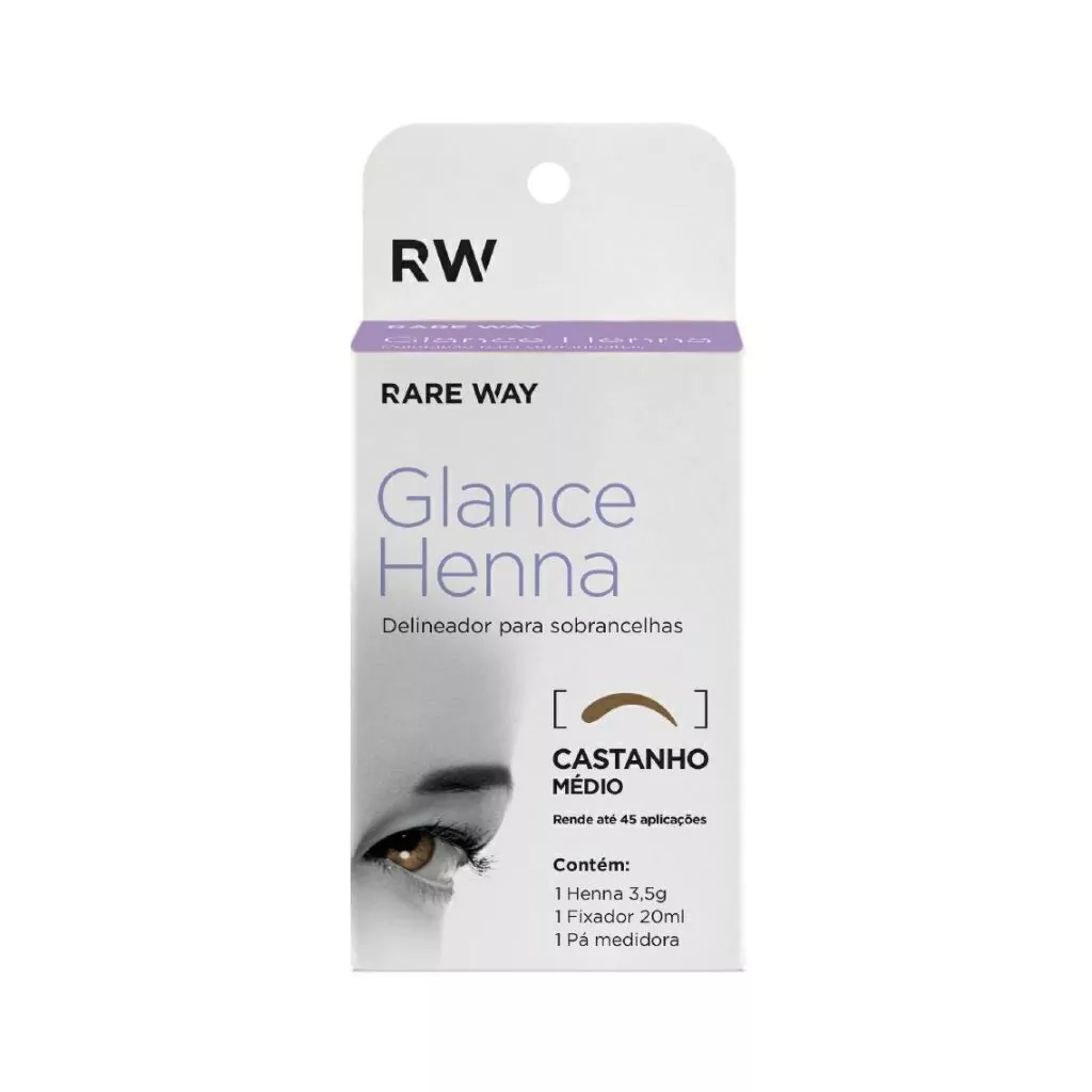 Henna para Sobrancelha Glance Castanho Medio 3,5g Rare Way