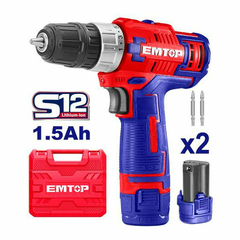 Taladro Atornillador Inalámbrico 2 Bat. 12v Emtop Ecdl12622