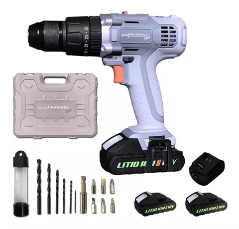 Taladro Gladiator Pro 18v Tp813/18k2 Maletín 2 Baterias 2ah - comprar online
