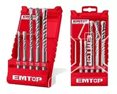 Set 5 Mechas Sds Plus 6/8x110 Y 8/10/12x160 Emtop Ehdr12052