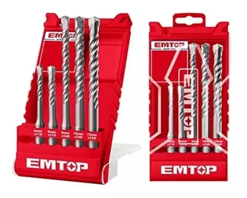 Set 5 Mechas Sds Plus 6/8x110 Y 8/10/12x160 Emtop Ehdr12052