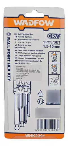 Llaves Allen Wadfow Whk2291 9 Pz 1.5-10mm Cr-v - INDUSGHAM