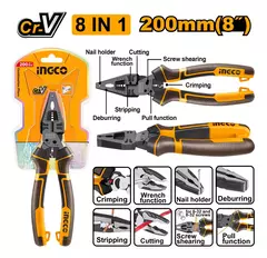 Alicate Pinza Electricista 8" 8 Funciones En 1 Ingco