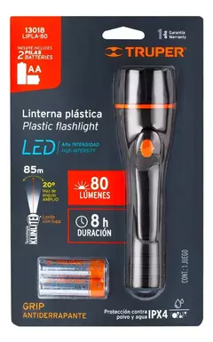 Imagen de Linterna Plástico 80lm Led 85mts Truper 13018 + Pilas Aa