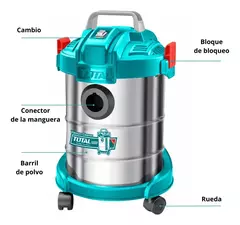 Aspiradora Electrica 800w Tanque 12l Total Tvc14122 Con Ruedas Tacho Inox - tienda online