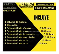 Kit Set Juego 6 Fresas Para Fresadora Barovo - comprar online