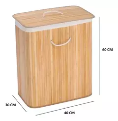 Canasto Cesto Bambú Rectangular Ropa Tapa Lavadero - comprar online