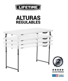 Mesa Plegable Camping 1.20 Metros Garantía 2 Años Lifetime - INDUSGHAM