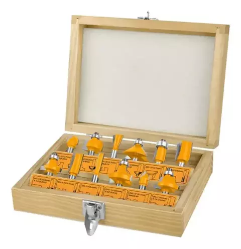 Set Juego Kit 12 Fresas Fresadora Router Carpintería Ingco