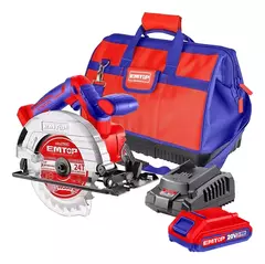 Sierra Circular Inalámbrica 20v 4600rpm Emtop Elcs201650 + Bolso + Bateria + Cargador