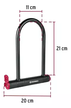 Candado Traba Tipo U 20cm Moto Bicicleta Hermex 49620 - comprar online