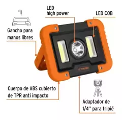 Reflector Led Recargable Usb 1000 Lumens Truper 14631 - comprar online