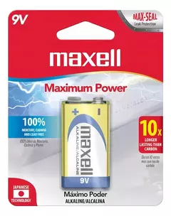 Bateria 9v Maxell Alcalina 1 Unidad
