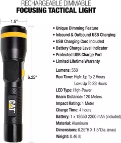 Linterna Táctica Cat Ct2505 Led 550 Lm Aluminio - INDUSGHAM