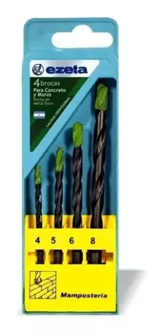 Set Kit Juego Mechas Ezeta Widia Muro Concreto 4 5 6 8 Mm