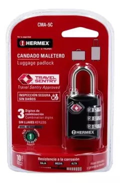 Candado Maletero De Combinación 27mm Tsa Hermex 46291 - INDUSGHAM