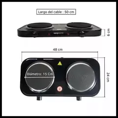 Anafe Eléctrico Kanji Kjh-hp2200bdd Negro 2 Hornallas - INDUSGHAM
