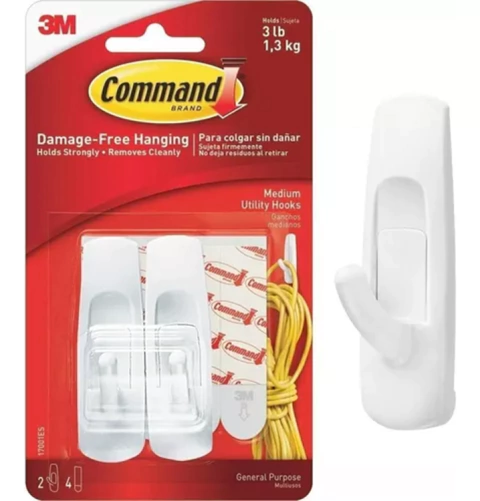2 Ganchos 3m De Uso General Command Mediano 17001
