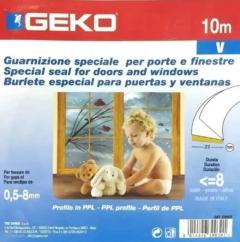 Burlete Ventanas Corredizas Transparente Geko Perfil V 10m