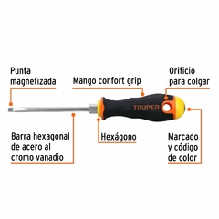 Destornillador Plano 3/16 Mangogrip 100mm Largo Truper 14034 en internet