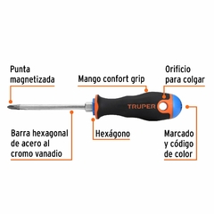 Destornillador Phillips Ph2 X 100mm Confortgrip Truper 14076 en internet