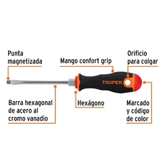 Destornillador Plano 3/16 X 4 Magnetizado Truper 13992 - comprar online