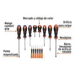 Set 8 Destornilladores Grip 6 Perilleros Joyero Truper 14197 - INDUSGHAM