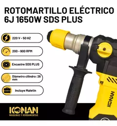 Rotomartillo Eléctrico 6j 1650w Sds Plus Konan Krm/32v Maletin Accesorios Punta Cincel Mechas - comprar online