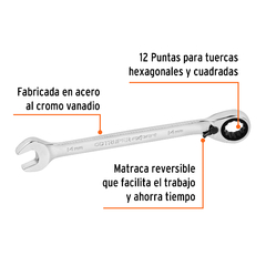 Llave Combinada Con Crique Reversible 14 Mm Truper 13699 - INDUSGHAM