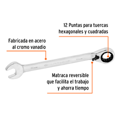 Llave Combinada Con Crique Reversible 18 Mm Truper 13754 - comprar online