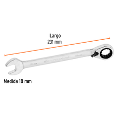 Llave Combinada Con Crique Reversible 18 Mm Truper 13754