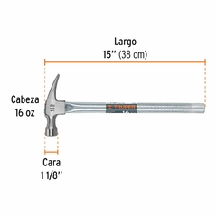 Martillo Uña Recta 16 Oz, Mango Tubular Pulido, Truper 16702 - comprar online
