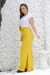 Calça Wide Leg Viscose com Fenda Amarelo - comprar online