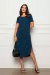 Vestido Midi Manga Curta com Fenda 920 Azul
