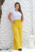 Calça Wide Leg Viscose com Fenda Amarelo