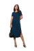 Vestido Midi Manga Curta com Fenda 920 Azul - We Happy Shop