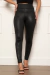 Calça Legging Couro PU Forrada com Efeito Brilho Molhado e Cintura Alta Modeladora Preta - loja online