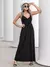 Vestido Femino Longo Lastex com Alça Soltinho Preto