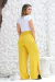 Calça Wide Leg Viscose com Fenda Amarelo na internet
